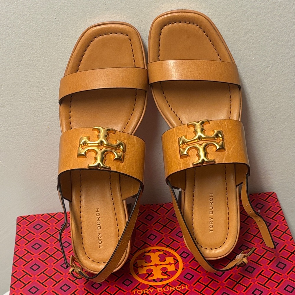 Tory Burch Women's Eleanor Heel Sandals, so comfy and stylish. Brand New. - Picture 13 of 16
